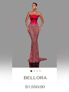 Designer Strapless Red Maxi evening gown luxury